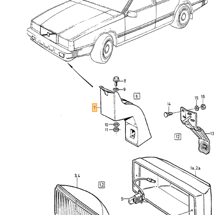 Volvo Mist lamp steun 740+760 740 Volvo onderdeel nr 1321998