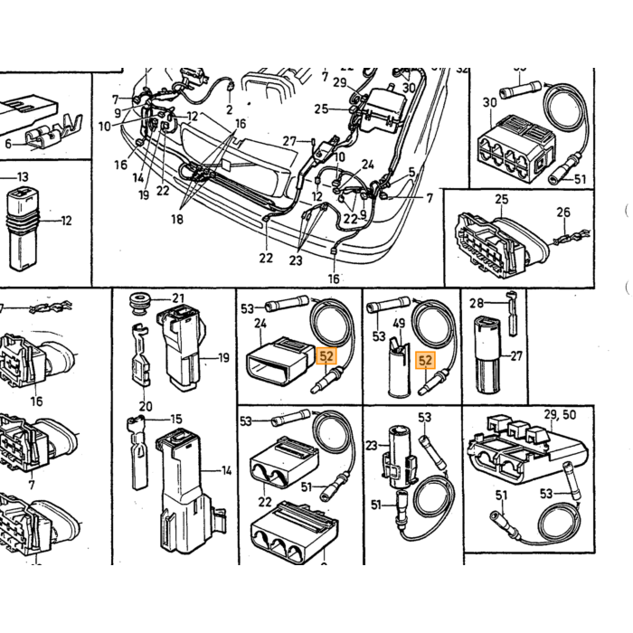Volvo Electrische kabelaansluiting voor stekker oa 9144275/1323247 240+260+740+940 ea koplamp pomp etc Volvo onderdeel nr 1323247