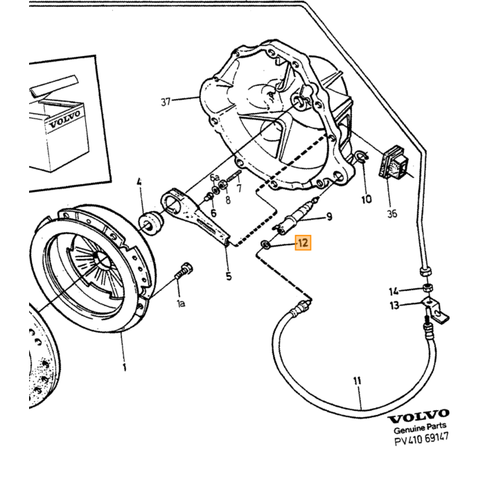 Volvo koppeling gaffel (vibratie demping) 740-760 benzine uitvoering  Volvo onderdeel nr 1329779