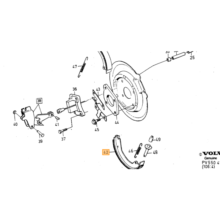 Volvo Rem handremschoen set 240+260+740+760+940+960 (271997)(30666346) 940 240 740 260 760 960 incl montageset Volvo onderdeel nr 1330310