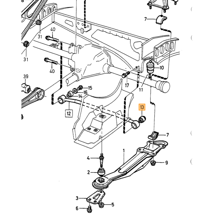 Volvo Silentbloc panhardstang 140+164+240+260+740+760+780+940+960 aan body (1229715) Volvo onderdeel nr 1330973