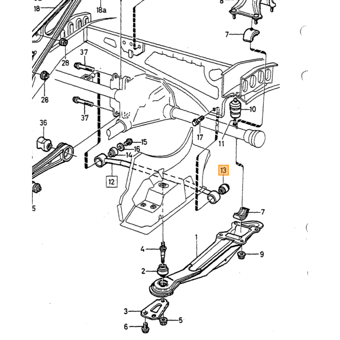 Volvo Silentbloc panhardstang 140+164+240+260+740+760+780+940+960 aan body (1229715) Volvo onderdeel nr 1330973