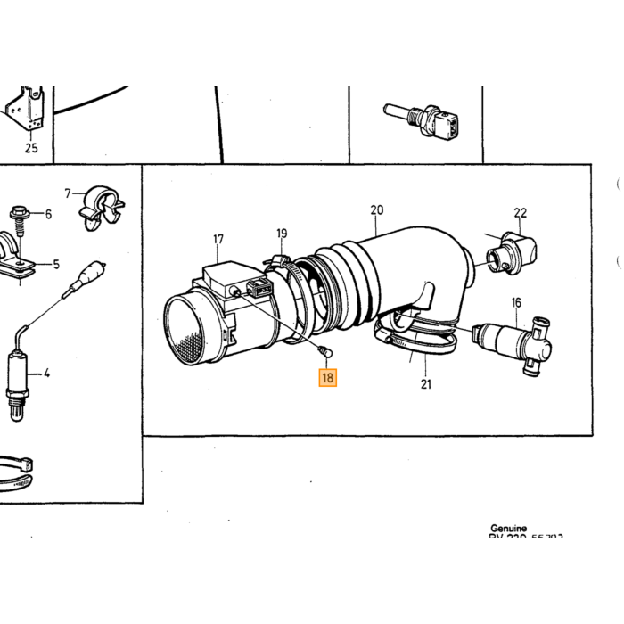 Volvo Verbindingsstuk/ L-stuk/ kniestuk 3 2mm 240 740 940 850 S/V70 S60 S80 Volvo onderdeel nr 1332455