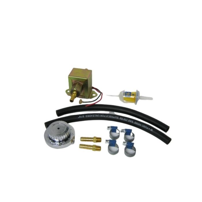 Benzinepomp PV544+Duett+Amazon+P1800 B18+B20 ( electrisch uitv.12 Volt ) compleet incl montage set voor carburateur .uitgev.motoren vervangt mechanische benzinepomp 0 5-0 6 bar
