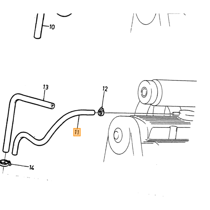Volvo Vlam dover slang 240 242 244 245+740 1981-1988 non turbo B19  B21 B23 B200 B230 Volvo onderdeel nr 1336682