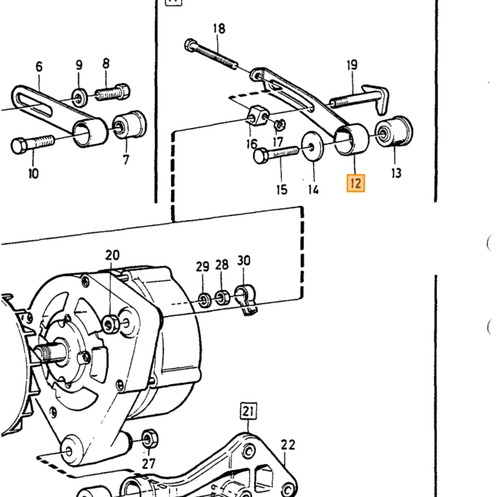 Volvo Steun dynamo 240   340 360  740  740 760 spanner gebogen B19  B23. B200 Volvo onderdeel nr 1346024