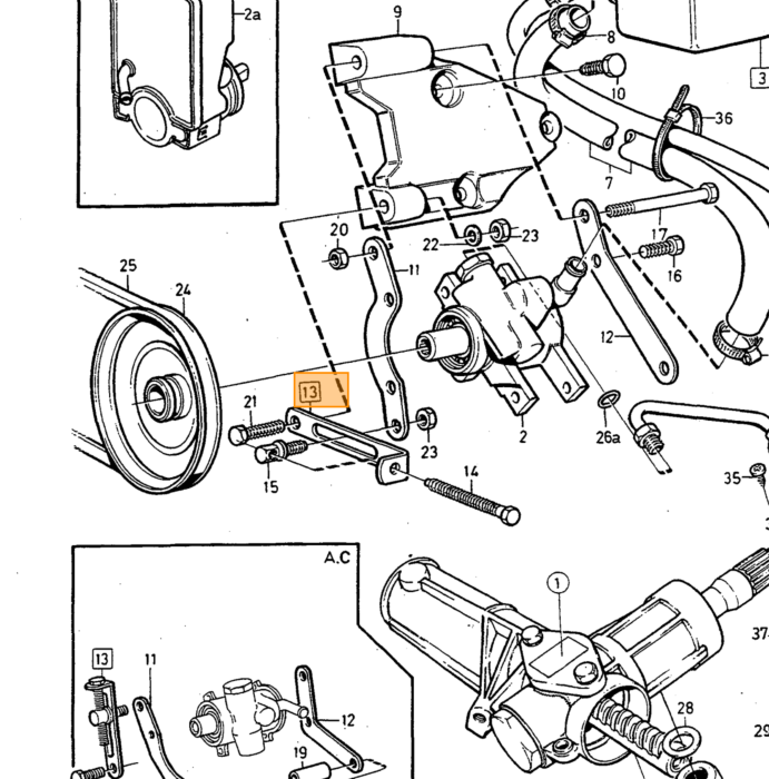 schroef afstel arm stuurbekrachtiging Volvo 240 740 940 