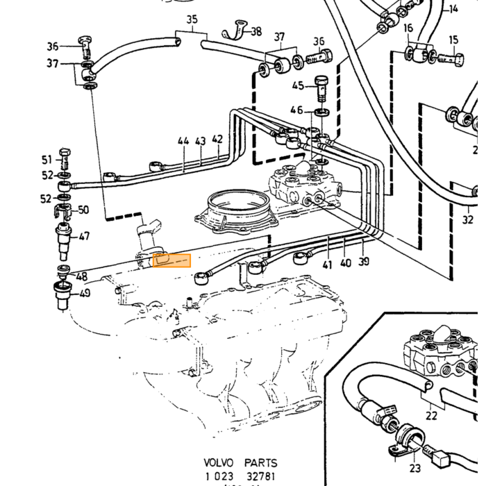 Volvo Rubber ring injector B23ET+B23F+B23FT+B230ET+B230F+B230FT+B230GT+B200ET+b28+B280+B set voor 1 inj (5st)LH-jetro 740 240 940 760 960 S90 V90 780 Volvo onderdeel nr 1346393