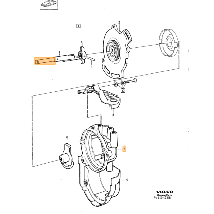 Volvo Verdelerkap B230E+F+K 240+740+940 voor montage achterop cilinderkop 940 740 Volvo onderdeel nr 1346788