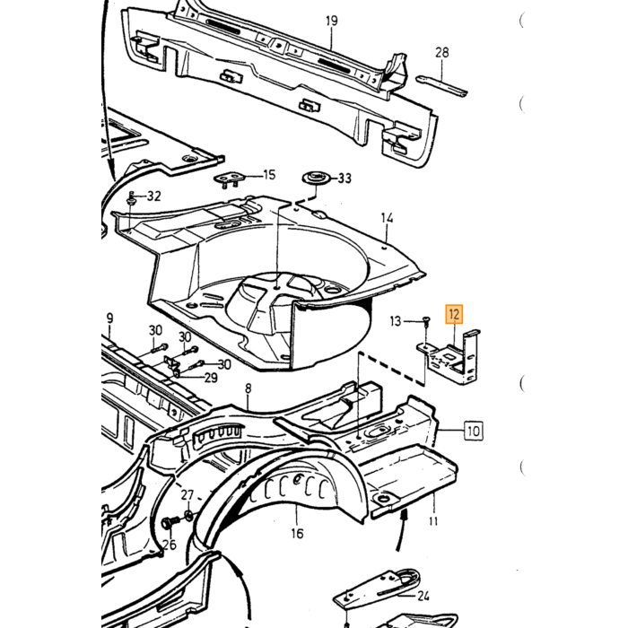 Volvo plaatwerk stoelzitting steun links 740 760 940 960 s90 v90 -1998 Volvo onderdeel nr 1355205