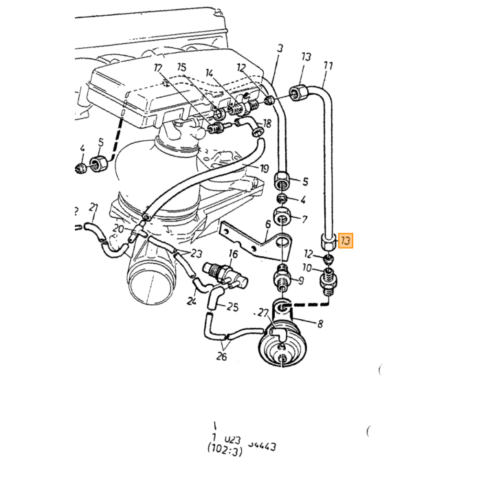 Volvo EGR pijp 240 242 244 245+740 B230E -1988 Volvo onderdeel nr 1357498