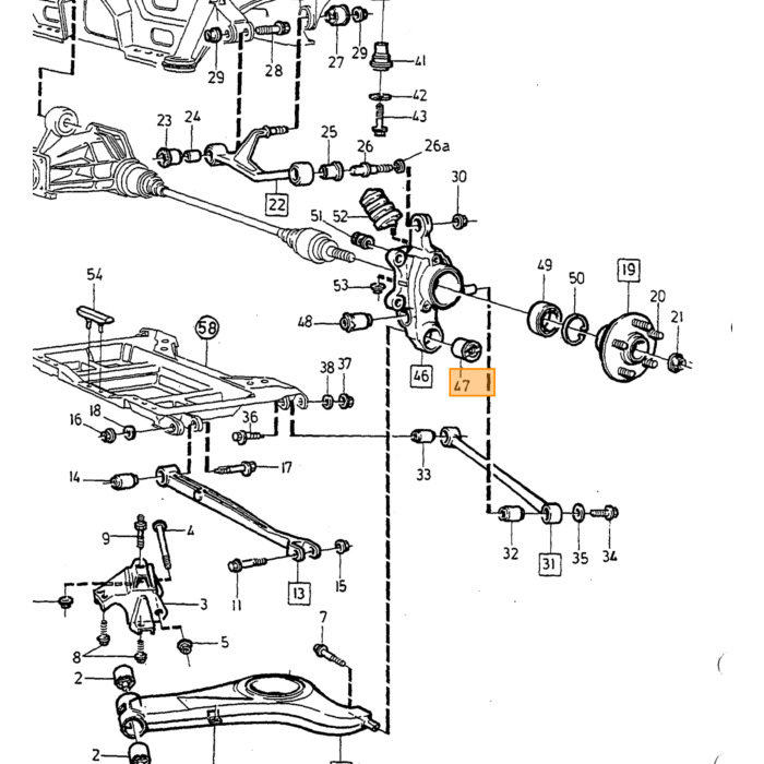 Volvo Silentbloc S90 V90 (tot 1998) alle  960 vanaf 1995  960 4-deurs tot 1994 780 vanaf 1988  760 4-deurs met  multilink as -  Volvo onderdeel nr 1359244