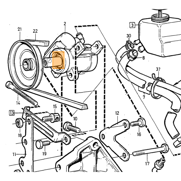 Servostyrpump 240 260 -1990 +740+760+780+940+960+S90+V90 1985+ (4cyl-2valves)