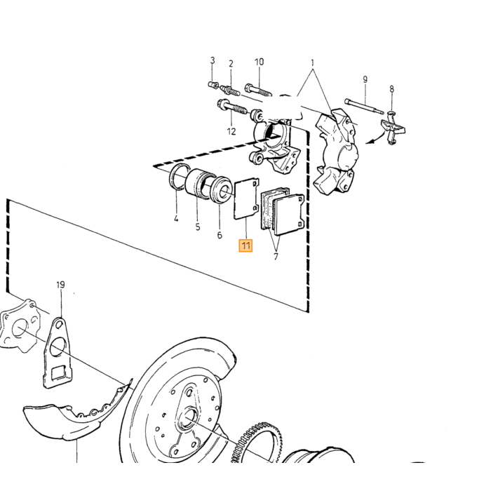 Volvo Remblokshims  Achter Volvo 240 - 260 - 740 - 760 - 780 - 940 - 960 - C70 - V70 - S70 Volvo onderdeel nr 1359772