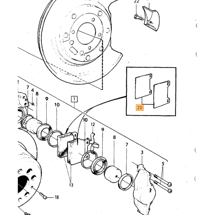 Volvo Remblokshims  Achter Volvo 240 - 260 - 740 - 760 - 780 - 940 - 960 - C70 - V70 - S70 Volvo onderdeel nr 1359772
