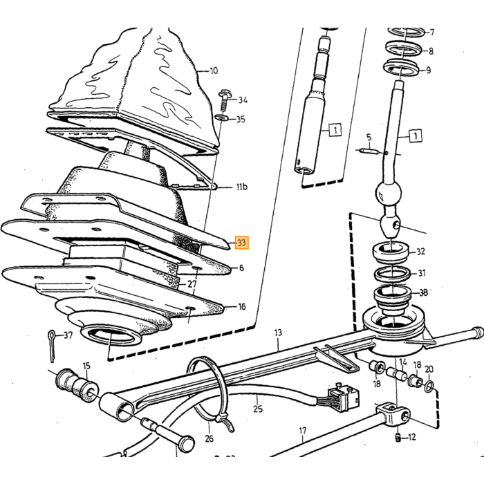 Volvo Schakelaar pookknop Overdrive drukknop inch5inch240+260+740 +940+9601981+ 740 240 260 340-360 Volvo onderdeel nr 1362693