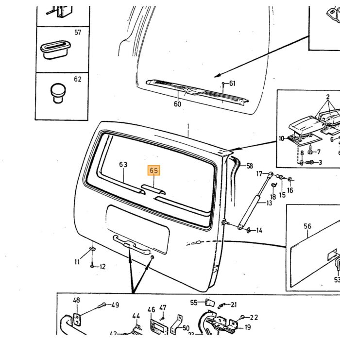Volvo hoes kap achterruit achterklep 245  240 5-deurs  niet meer leverbaar Volvo onderdeel nr 1364362