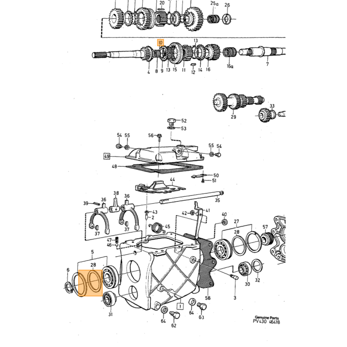 Volvo Lager versnelllingsbak hoofd as 240  260  740  760  940  940 SE  960 M46  M47 Volvo onderdeel nr 1377098