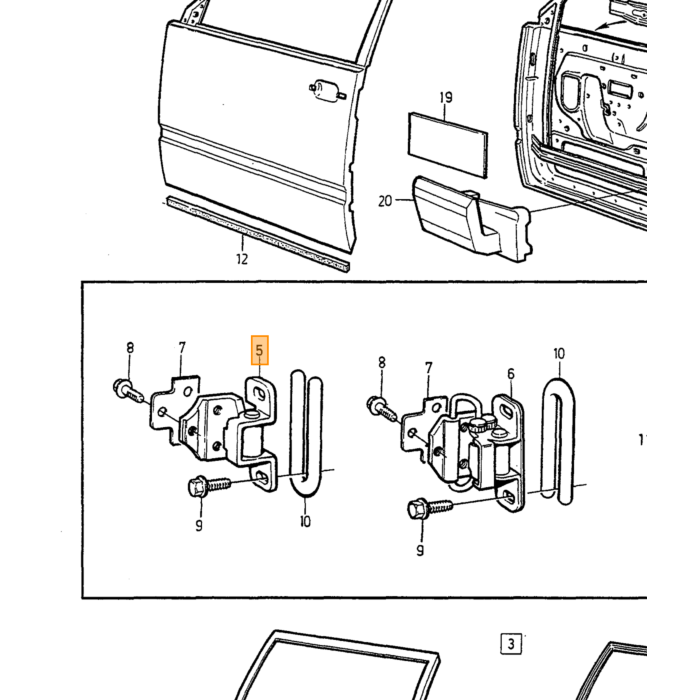 Volvo Scharnier portier 740+760+780+940+960 links boven Volvo onderdeel nr 1380534