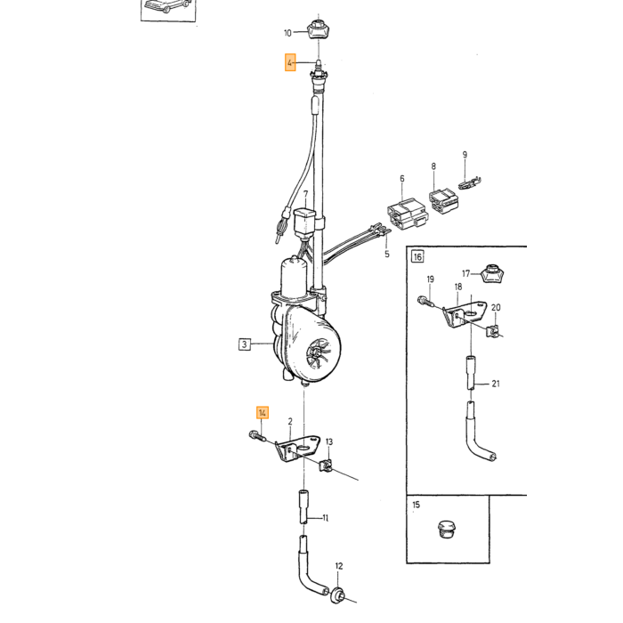 Volvo Antenne 240+740+940+850 sedan flexibel deel voor electrische antenne(3533569) (1384544) Volvo onderdeel nr 1384561