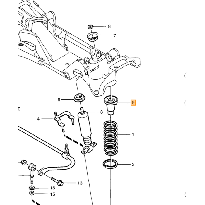 Volvo Ring Schokbreker Achter Bovenaan FWD Volvo 850 - S70 - V70 - C70 Volvo onderdeel nr 1387906