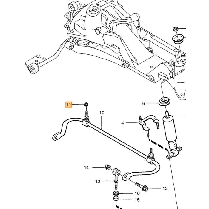 Volvo Rubber Spacer Achterveer Volvo 850 - S70 - V70 - C70 2WD zonder Nivomat Volvo onderdeel nr 1387907