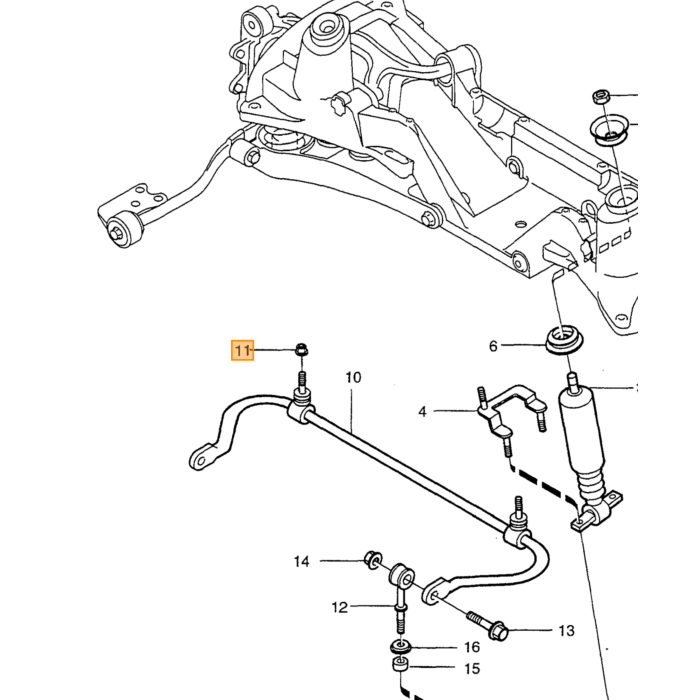 Volvo Rubber Spacer Achterveer Volvo 850 - S70 - V70 - C70 2WD zonder Nivomat Volvo onderdeel nr 1387907