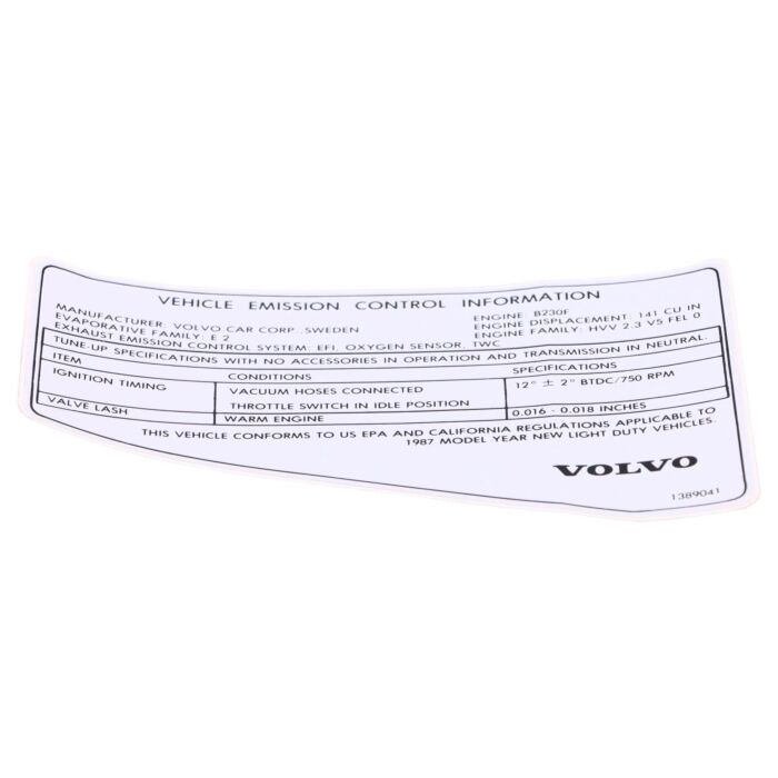 Volvo Sticker Volvo onderdeel nr 1389041