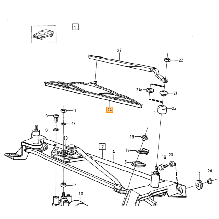 Volvo Ruitenwisser blad set 440 460 480 740 760 780   940  960 S90  V90 (-1998) Volvo onderdeel nr 1392219