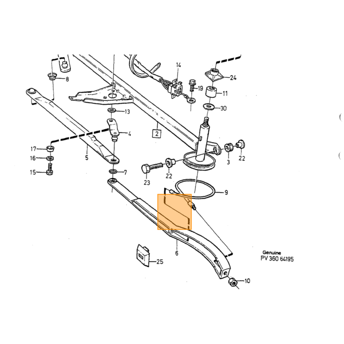 Volvo Ruitewisser kabel aandrijving 740+760+780+940 960 v90 s90 - links Volvo onderdeel nr 1392958