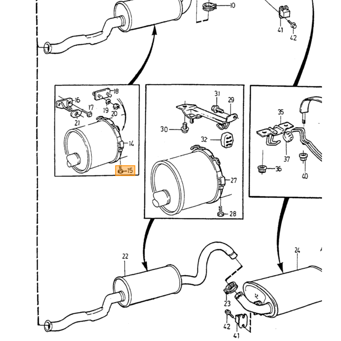 Avgas monteringsklammer 850,9-3 I, 98-03,9-3 II, 03-15,900 II, 94-98,960,S70,S90 I -98,V70 I -00