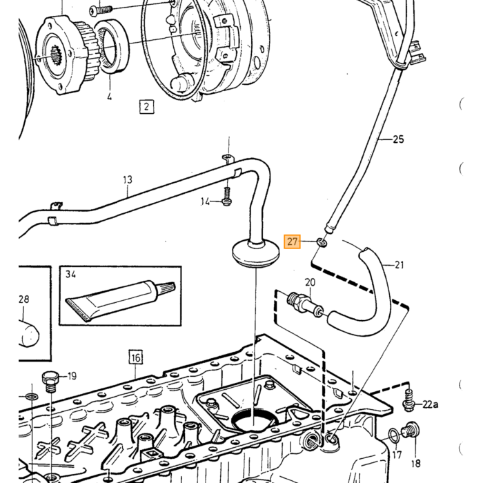 keerring pakking oliepeilstok 5 cil onder S60 (-2009)  S80 (-2006)  V70 P26  XC70 (2001-2007)