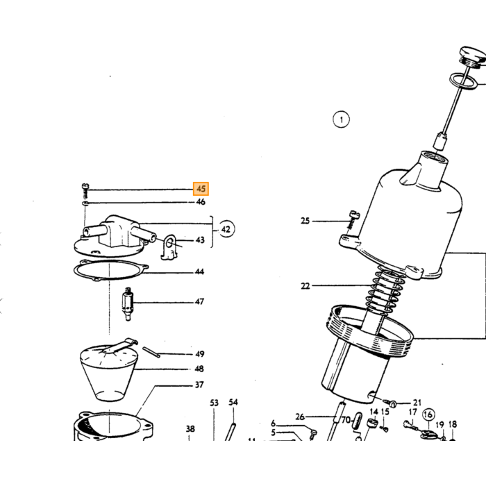 Volvo Schroef carburateur SUH4+SUH6+SU HIF vlotterkamer (14185) Volvo onderdeel nr 14185