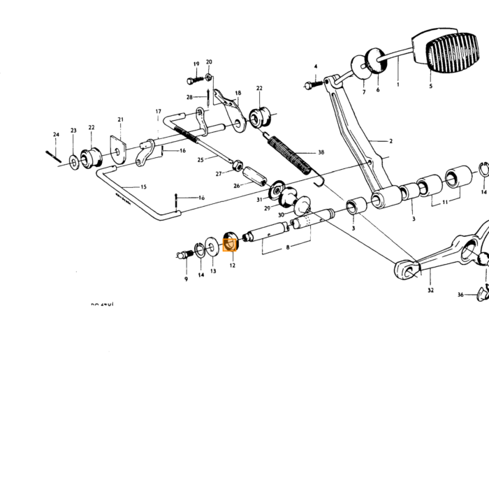 Volvo Smeernippel koppeling rem pedaal as 87404 13.1mm dik Volvo onderdeel nr 180224