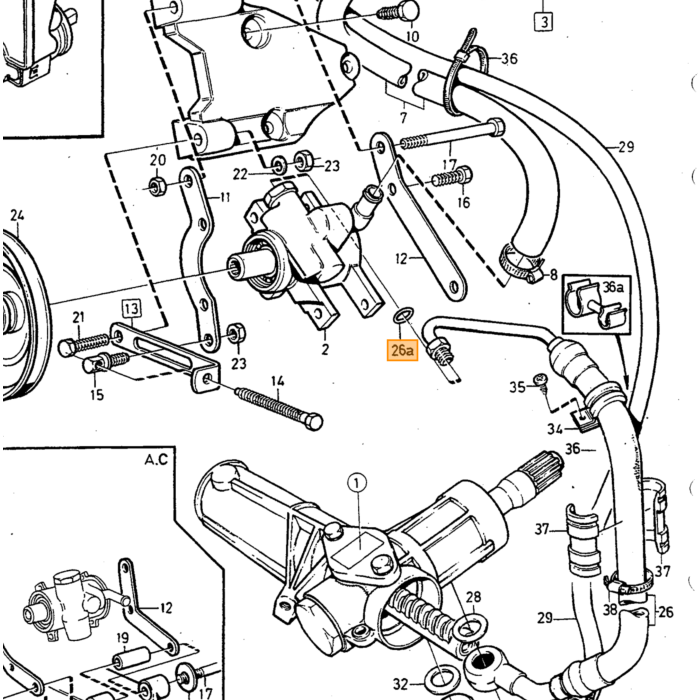 Volvo Koper ring turbo stuurbekrachtiging ea 15-20.8 mm/ geschikt voor rem verdeelblokje PV stuurbekr 164 (969011) Volvo onderdeel nr 18671