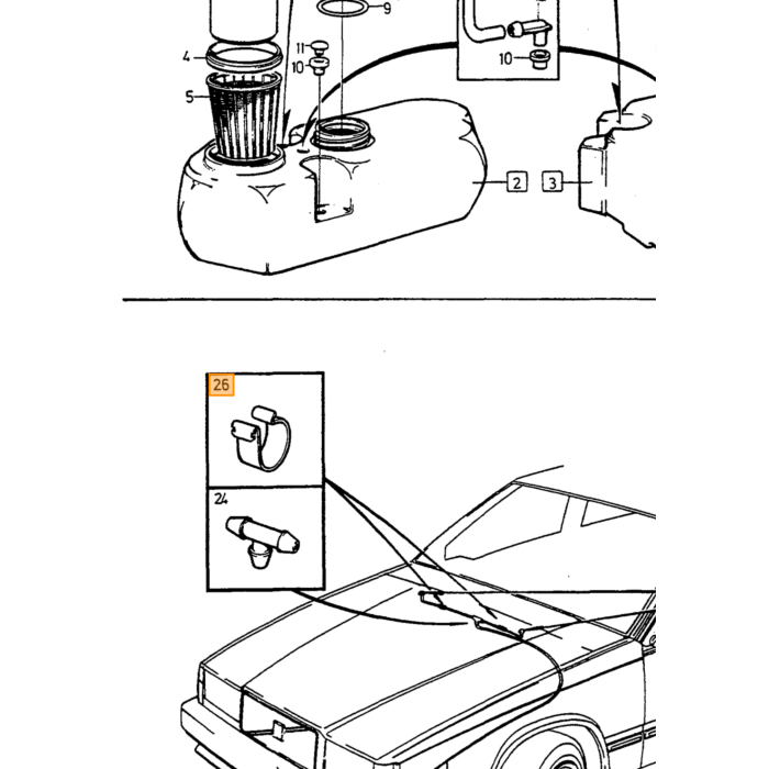 Volvo houder Retainer ruitensproeier amazon p1800 pv 940 850 960 760 740 Volvo onderdeel nr 191404