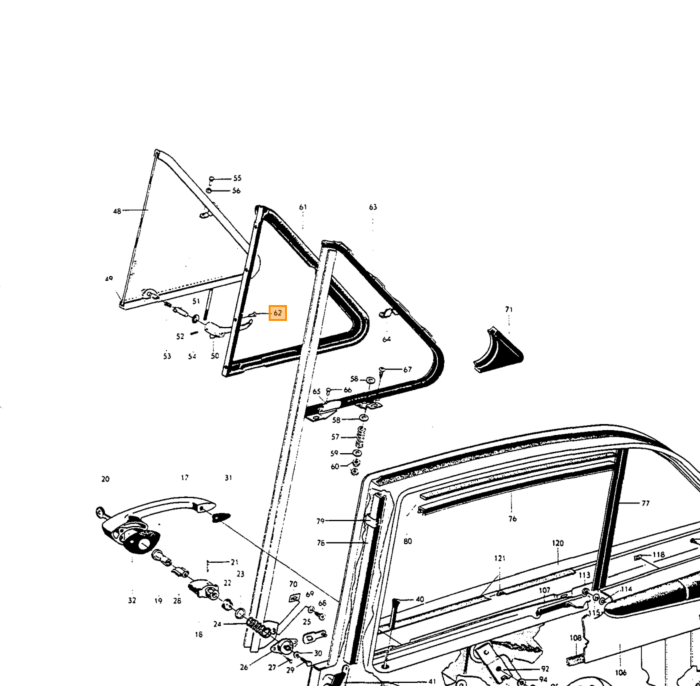 Volvo Klinknagel chroom ventilatie ruit rubber Amazon+PV544 (8st nodig) Volvo onderdeel nr 191644