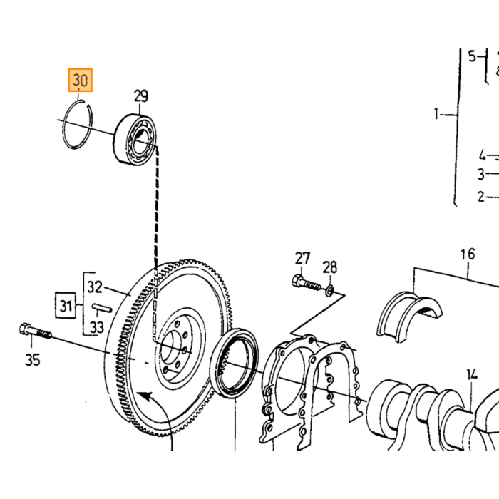 Volvo Toplager borgveer B18+B20+B30 PV544+Duett+Amazon+1800+140 Volvo onderdeel nr 191848
