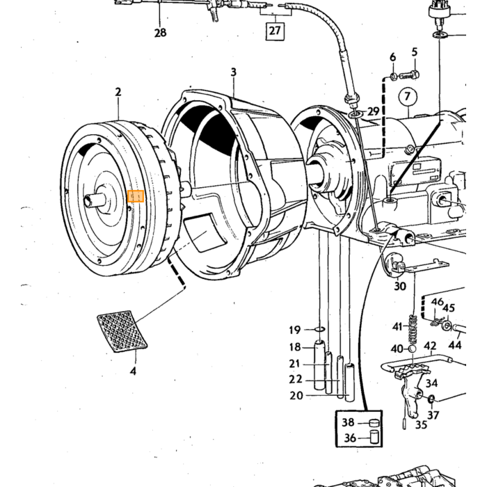 Volvo Keerring BW35 automaat schakelstang (17.5mm diam uitw) Volvo onderdeel nr 235511