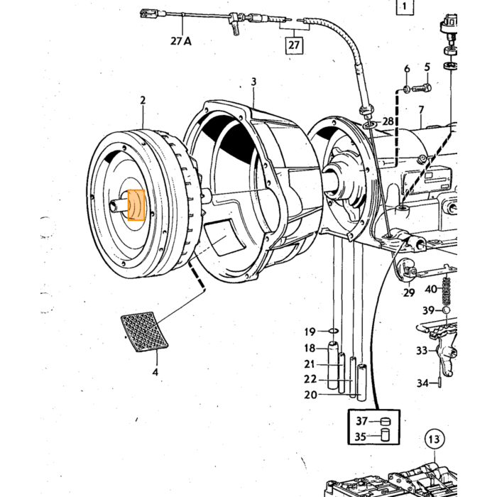 Volvo Kickdown kabel BW35 Amazon+P1800+140 Volvo onderdeel nr 235985