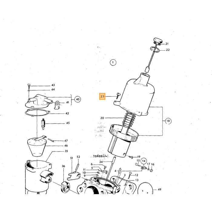 Volvo Schroef carburateur SUH4+SUH6+SU HIF vacuumpot (14185) Volvo onderdeel nr 237084