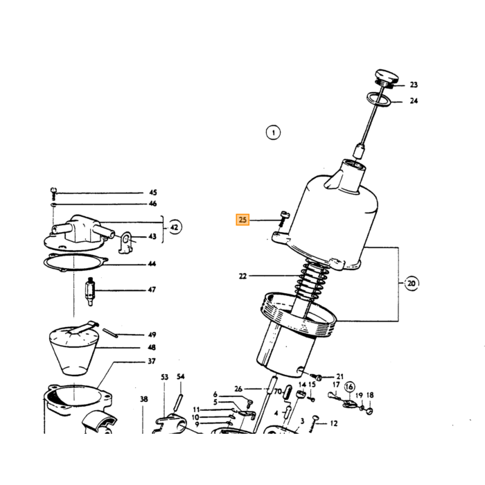 Volvo Schroef carburateur SUH4+SUH6+SU HIF vacuumpot (14185) Volvo onderdeel nr 237084
