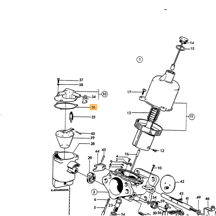 Volvo Pakking vlotterkamer SU carburateur HS6 B18+B20 Volvo onderdeel nr 237106