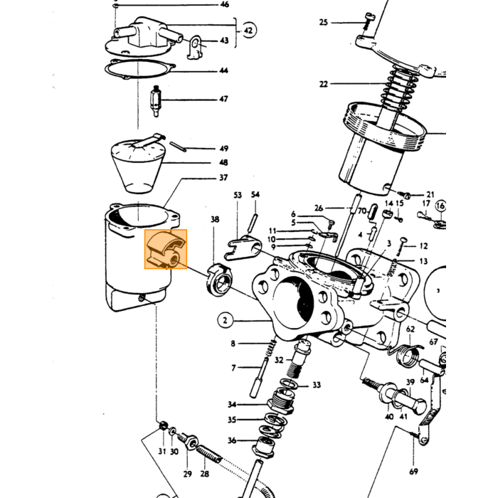 Volvo Choke kabel bus voor SU carburateur SH HS6 -1966 Amazon 122 S  Amazon 220  C202  C303  P 1800  Pv 544 Volvo onderdeel nr 237168