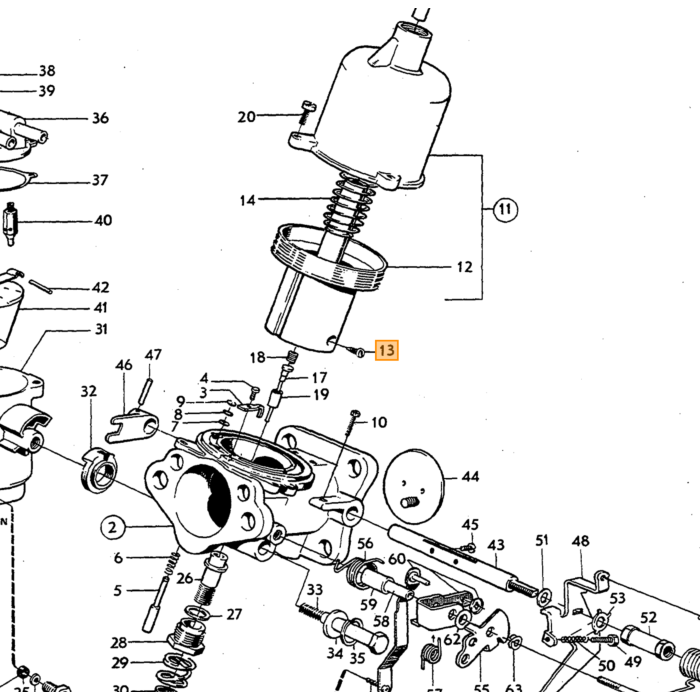 Volvo Schroef voor sproeiernaald carburateur SU HS6 B20B  Volvo onderdeel nr 237422