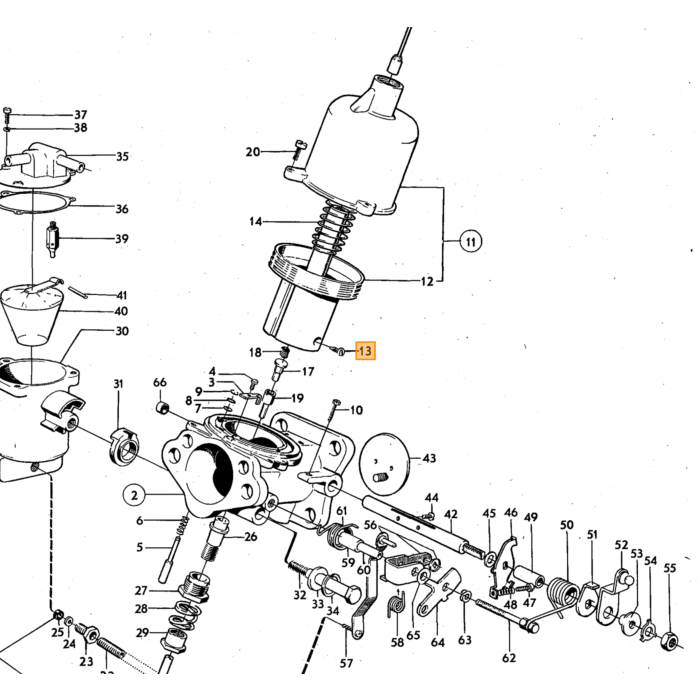 Volvo Schroef voor sproeiernaald carburateur SU HS6 B20B  Volvo onderdeel nr 237422