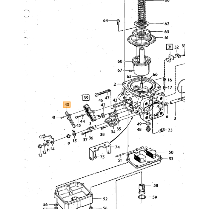 Volvo Deksel temperatuur compensatie Stromberg carburateur B30+B20+B19+B21+B23 140  145  164  Amazon C202  C303  P 210 Duett Volvo onderdeel nr 237573