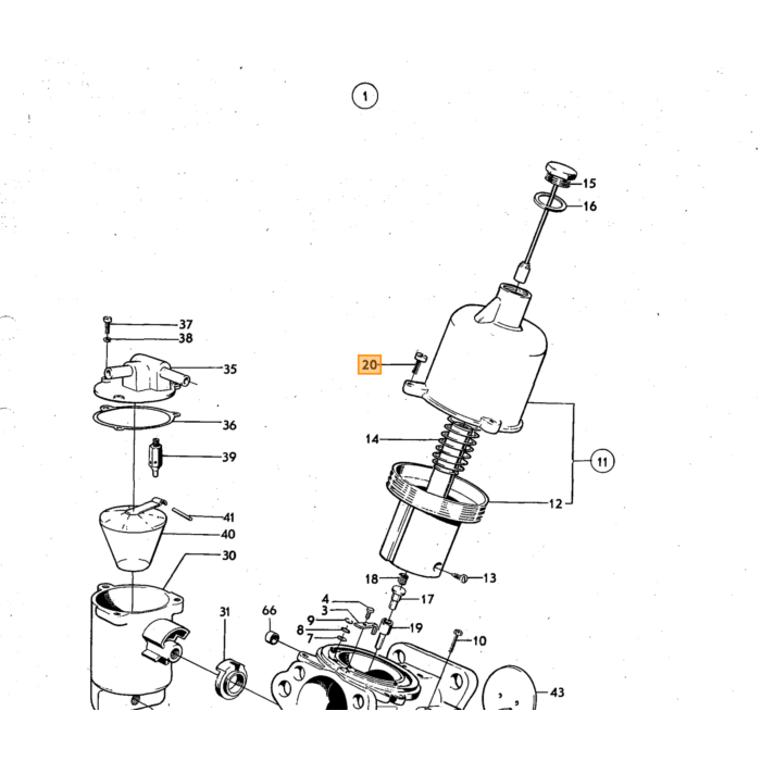 Volvo Vlotter carburateur SU HIF (voorste) Volvo onderdeel nr 237692