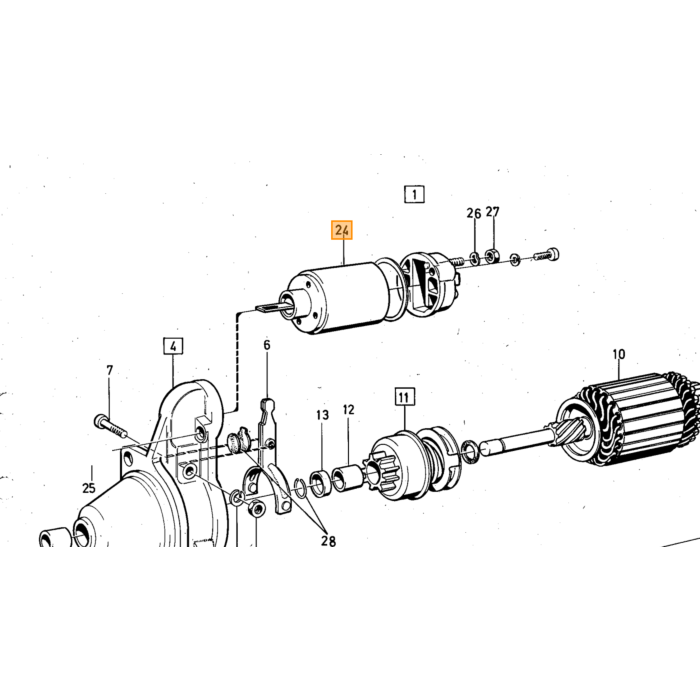 Volvo Koolborstelset startmotor 12 volt Bosch B18 B20 B30 Volvo onderdeel nr 240604