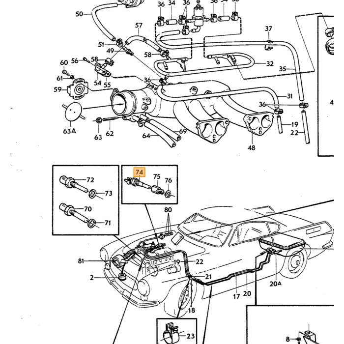 Volvo Temperatuurtijdzend sensor B20=30EF zie nummer 462632 0280 130 014 Volvo onderdeel nr 243130